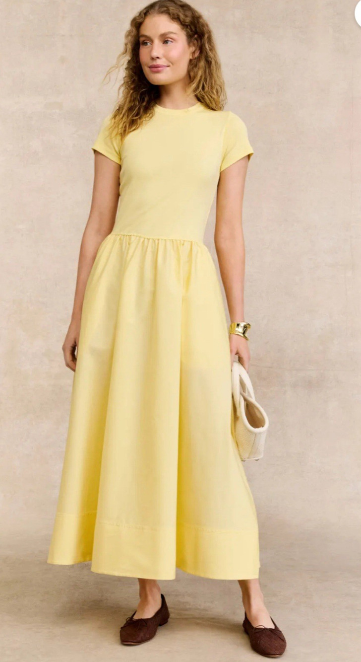Polo Ralph Lauren Butter Yellow Short Sleeve Midi Dress Size Medium